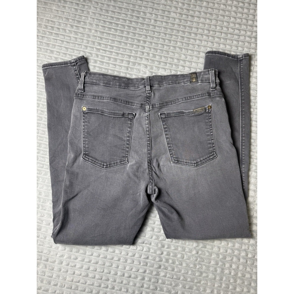 7 For All Mankind Womens High Rise Ankle Skinny Black Gray Jeans Size 32 - Picture 5 of 8